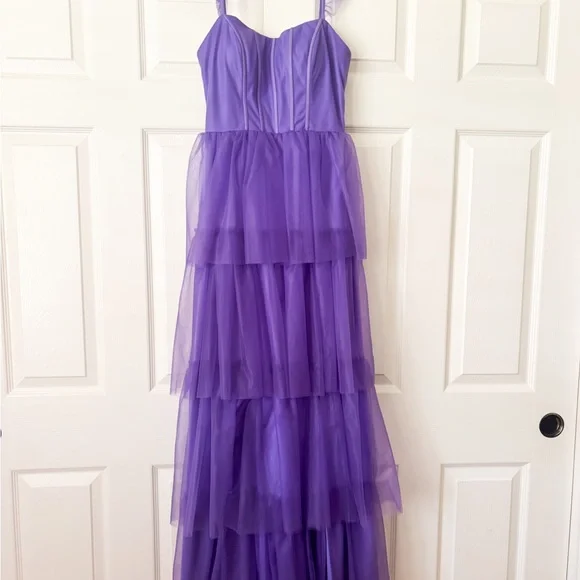 Purple RuffleProm Dress - Picture 2 of 5